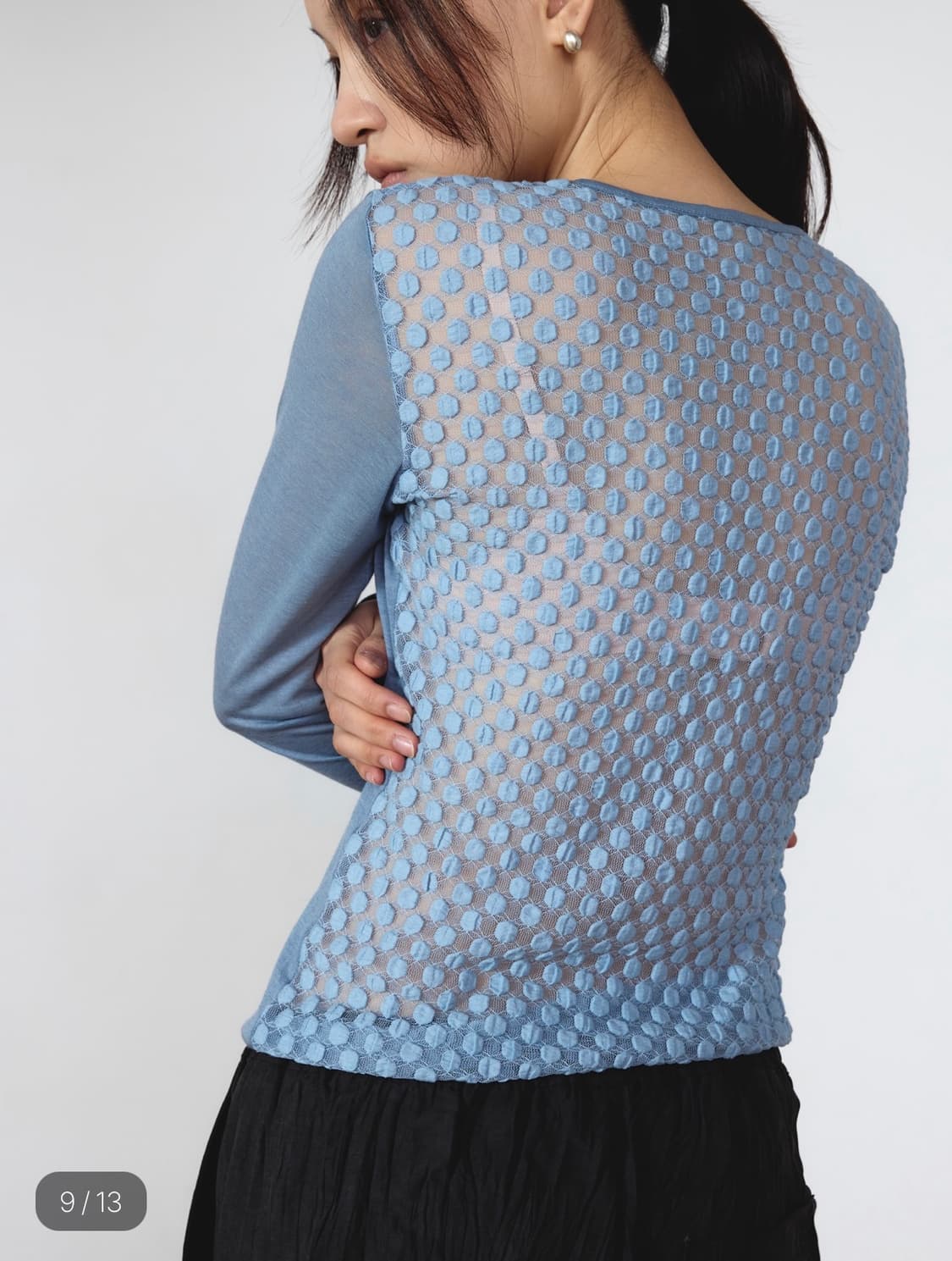 아모르사이 Back dot long sleeve BLUE  상품이미지1