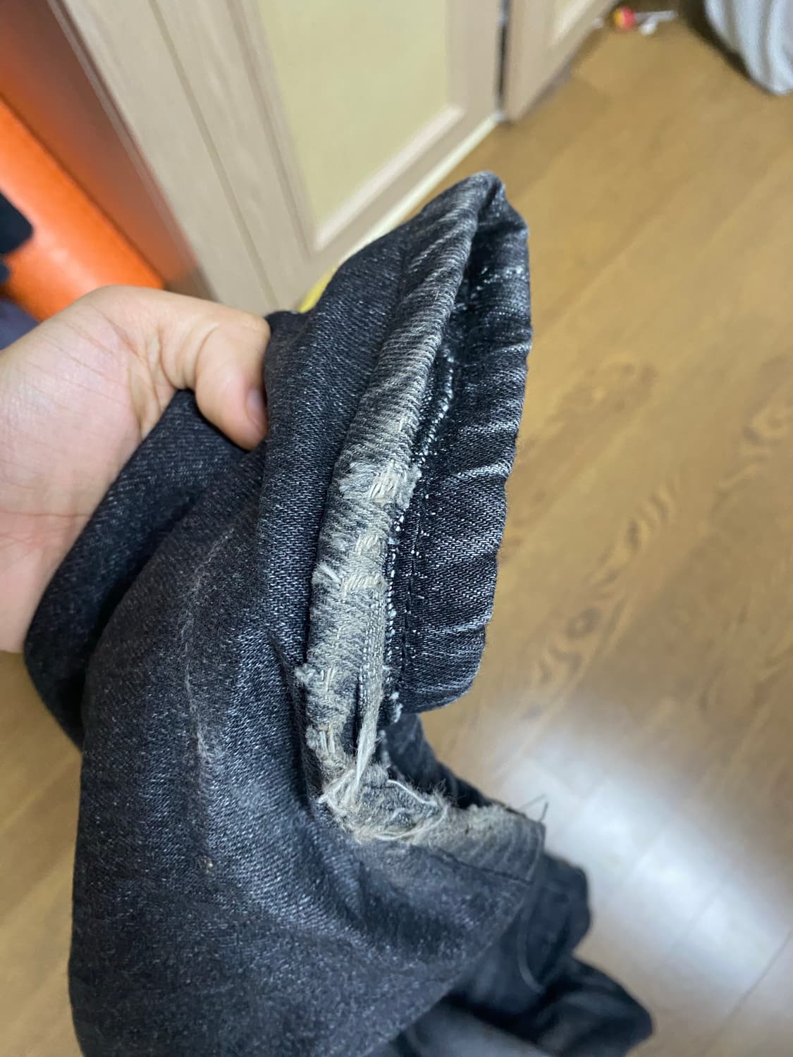 데님홀릭 와이드 흑청 워싱 데님 xl 상품이미지3