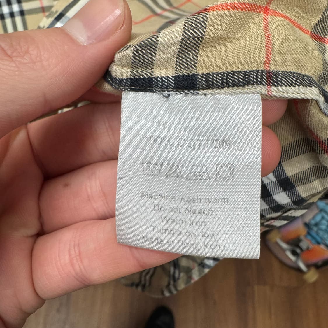 00s 버버리 런던 노바체크 긴팔 셔츠 화이트 기사 로고 베이지 상품이미지7