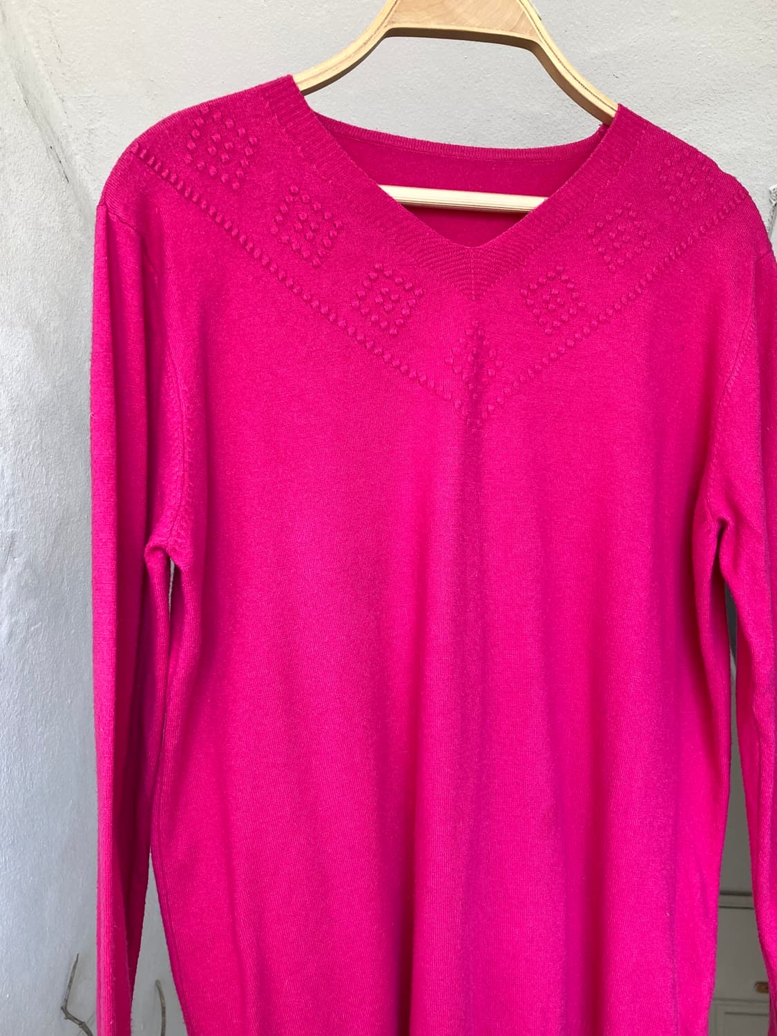 푸시아 핑크 브이넥 니트 롱슬리브 탑 상품이미지2