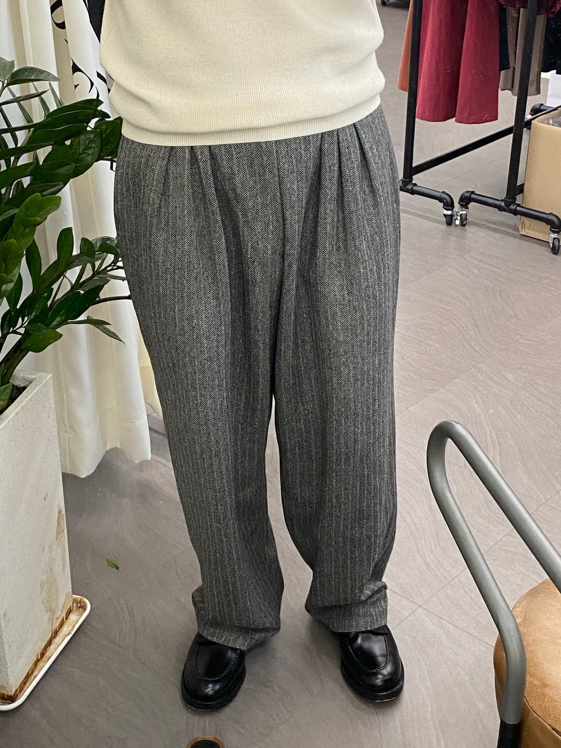 Goi 고이 헤링본 비거 팬츠 상품이미지2