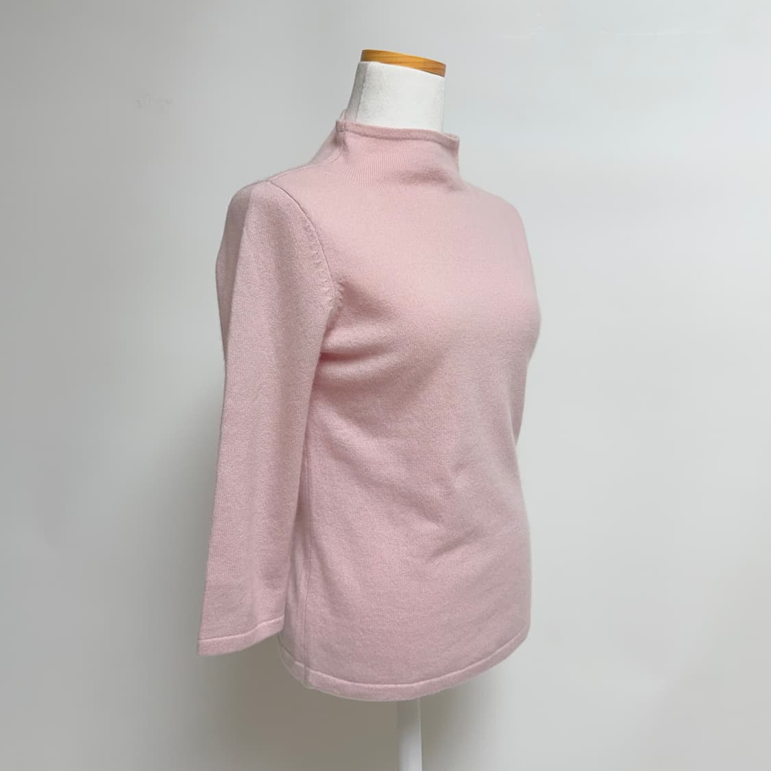 [캐시미어 100%] 파스텔 핑크 반목 7부 니트 상품이미지2