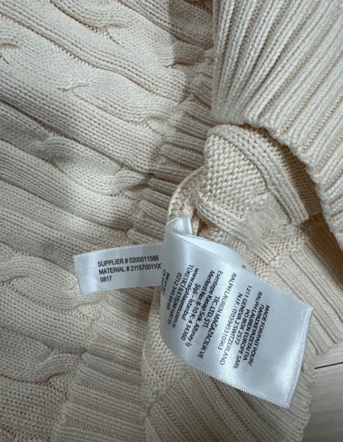 폴로 케이블 니트 아이보리 M 상품이미지3