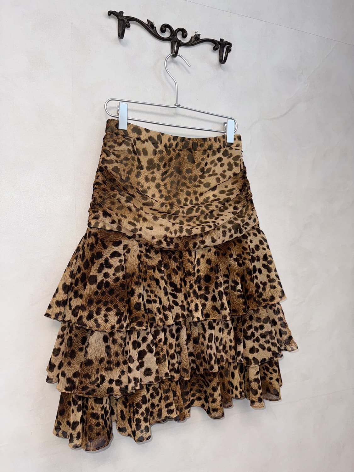Brown leopard shirring cancan skirt/ops 상품이미지2
