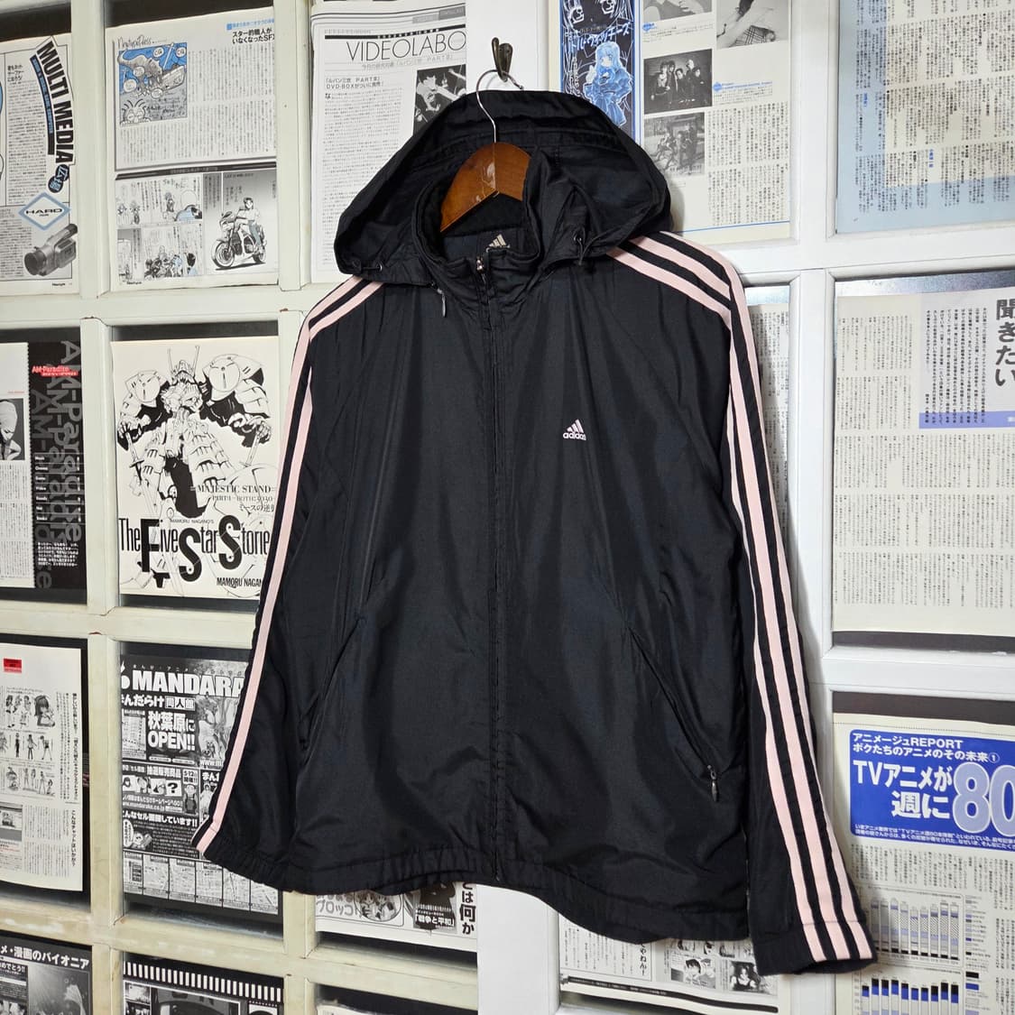 아디다스 핑크 삼선 바람막이 자켓 상품이미지1