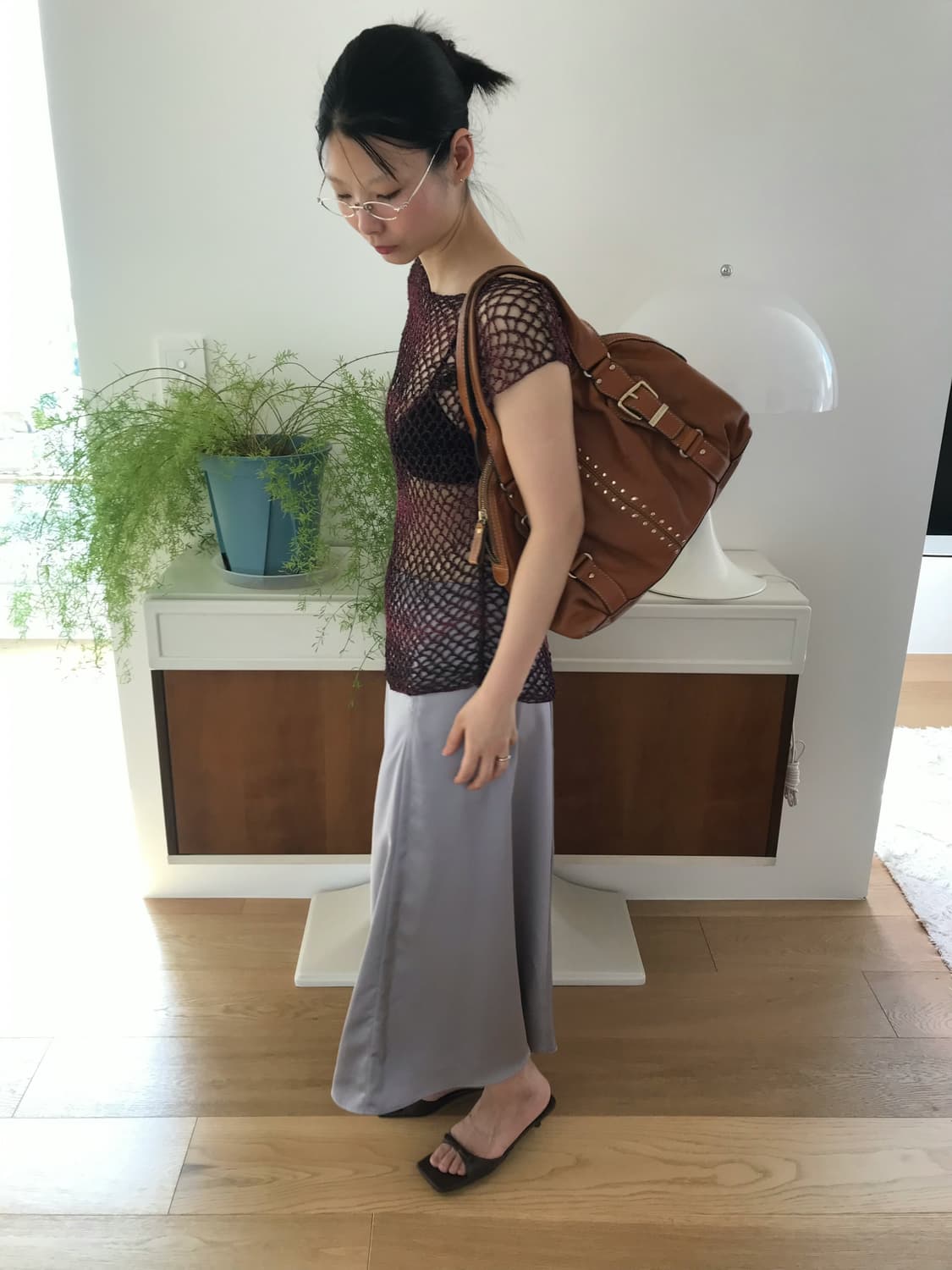 Michael Kore brown buckled leather bag 상품이미지1