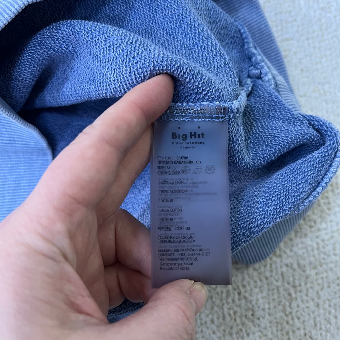 M BTS 빅히트 피그먼트 맨투맨 0324M 상품이미지3