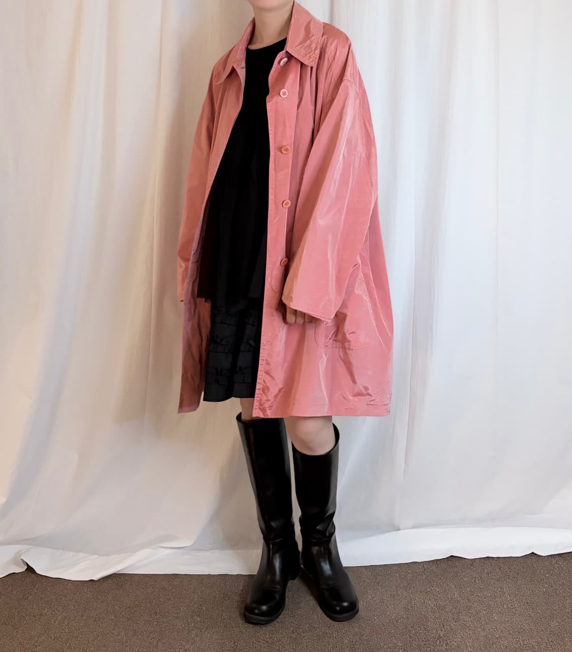 Nylon Raglan Midi Coat - Pink 상품이미지1