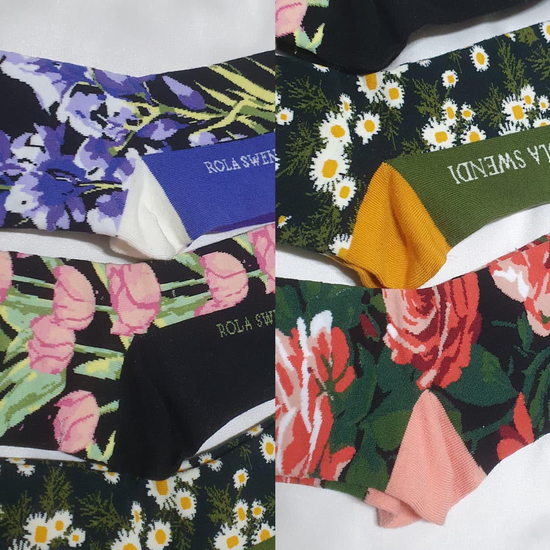 퍼플 그린 옐로우 꽃패턴 양말 상품이미지7