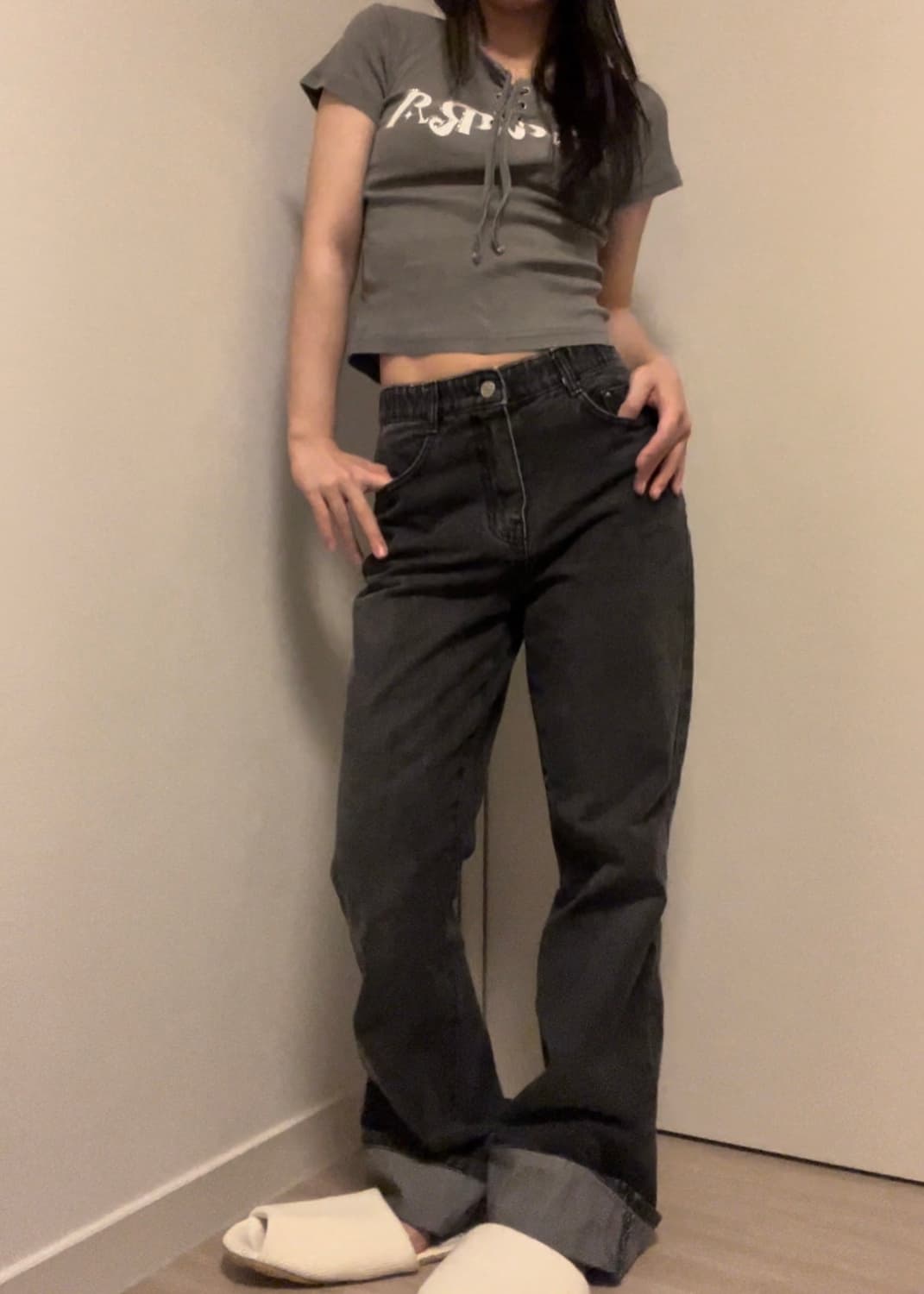 roll up black denim boots cut pants 상품이미지9