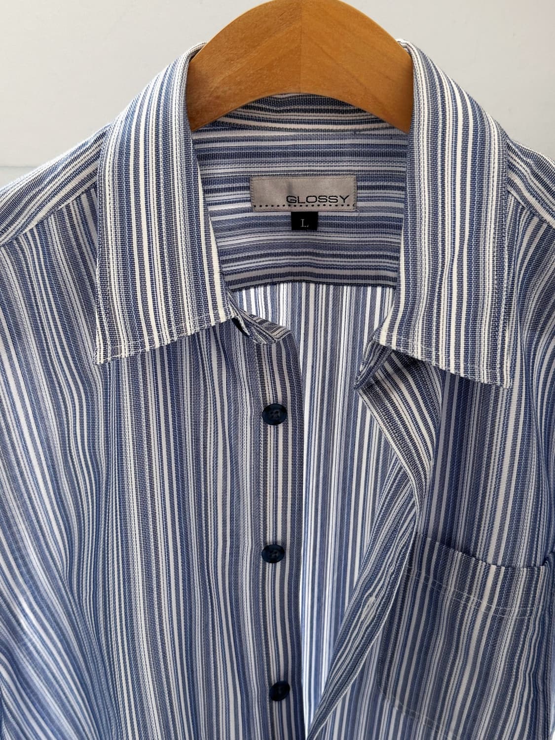 High count multi stripe woven H/S shirt 상품이미지6