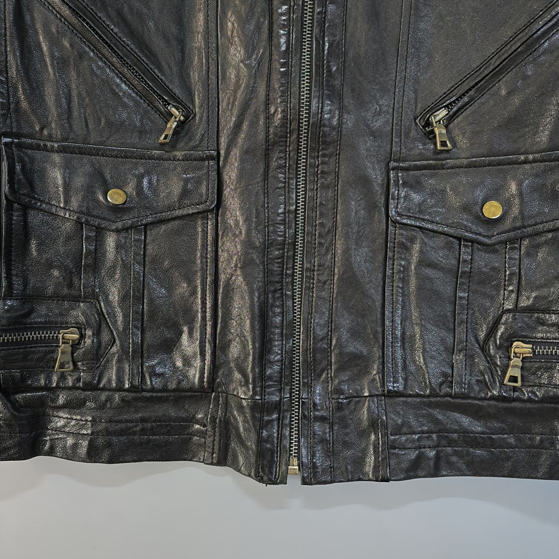 이태리 원단 램스킨 라이더 가죽자켓 블랙 L 상품이미지3