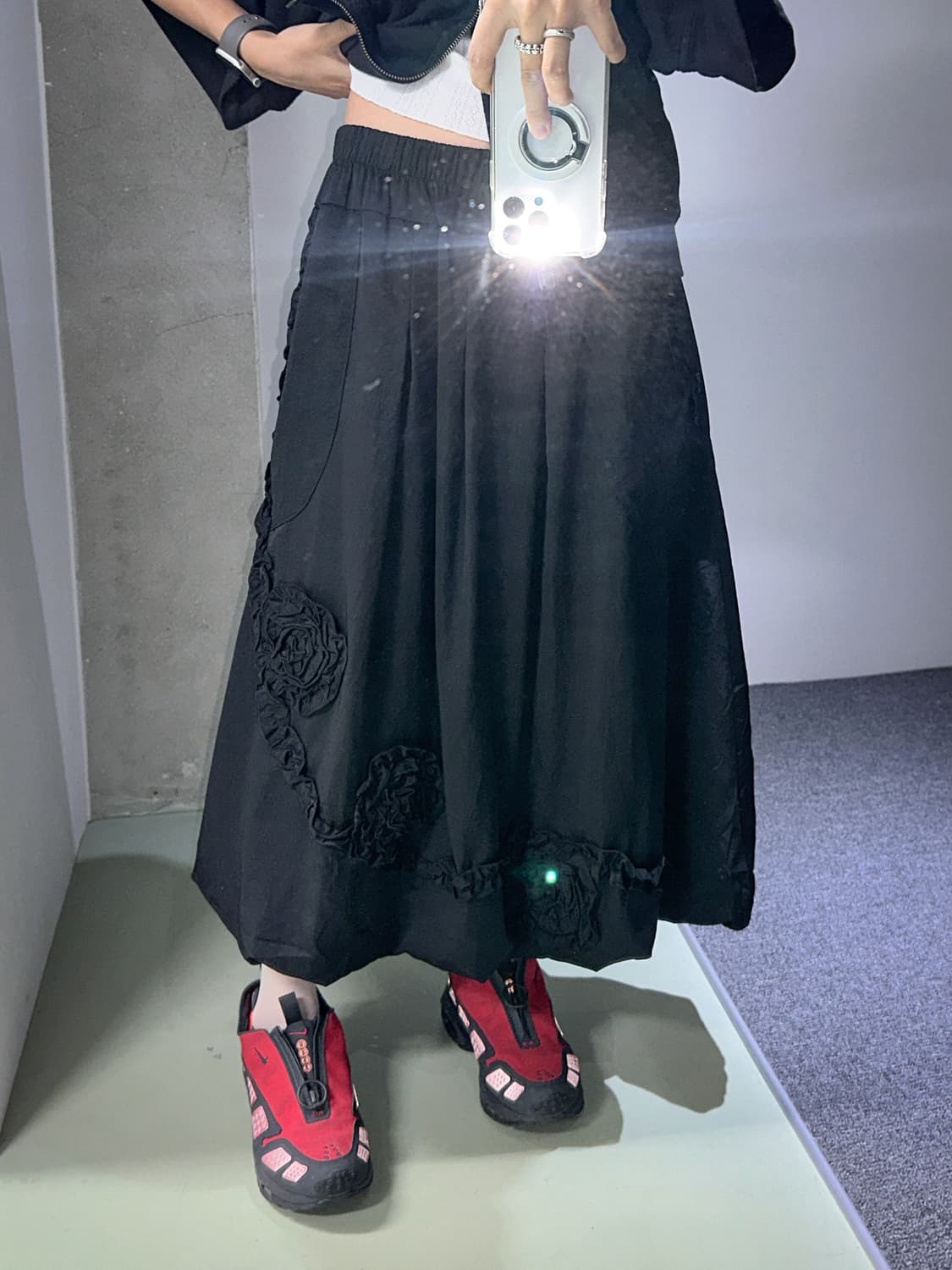 flower applique skirt 상품이미지5