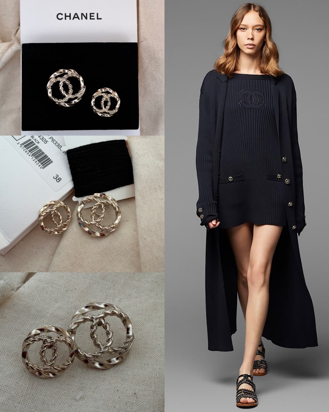 2020p / 샤넬 정품 버튼 리싸이클 이어링 귀걸이 상품이미지1