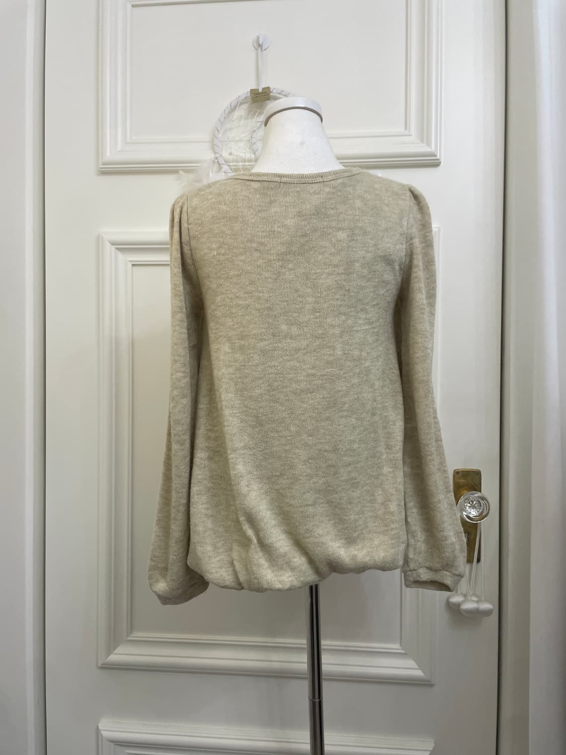 khaki melange lettering cute peplum top 상품이미지3