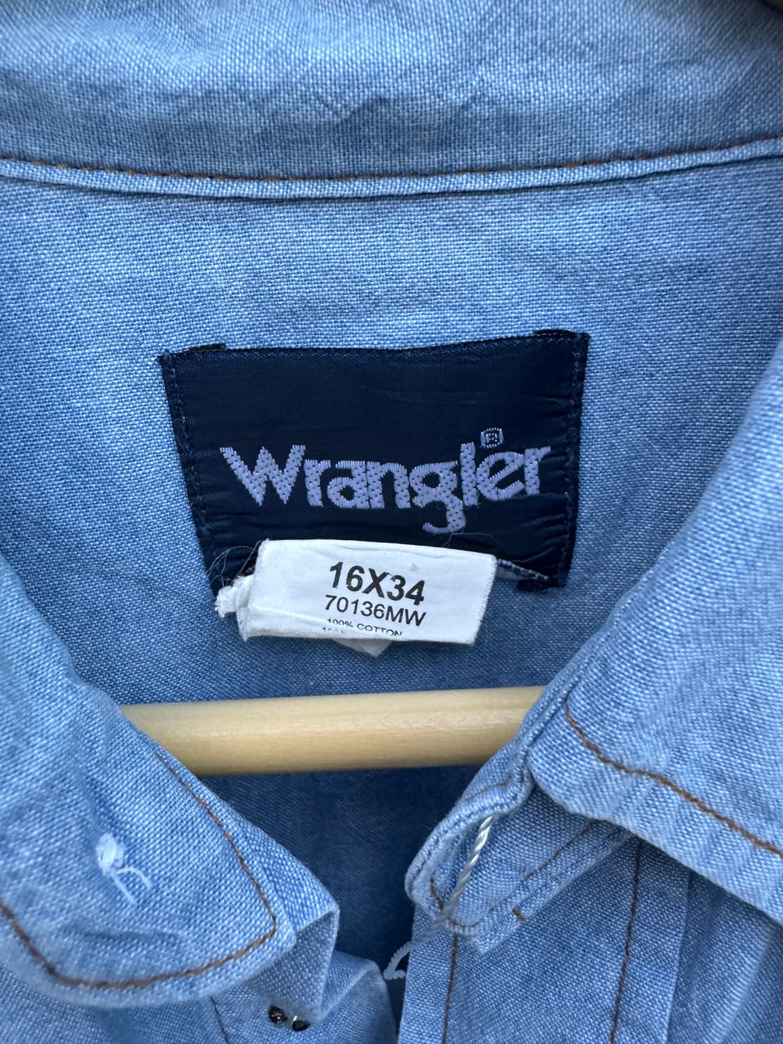 랭글러 빈티지 데님 샴브레이 웨스턴 셔츠 105 상품이미지5