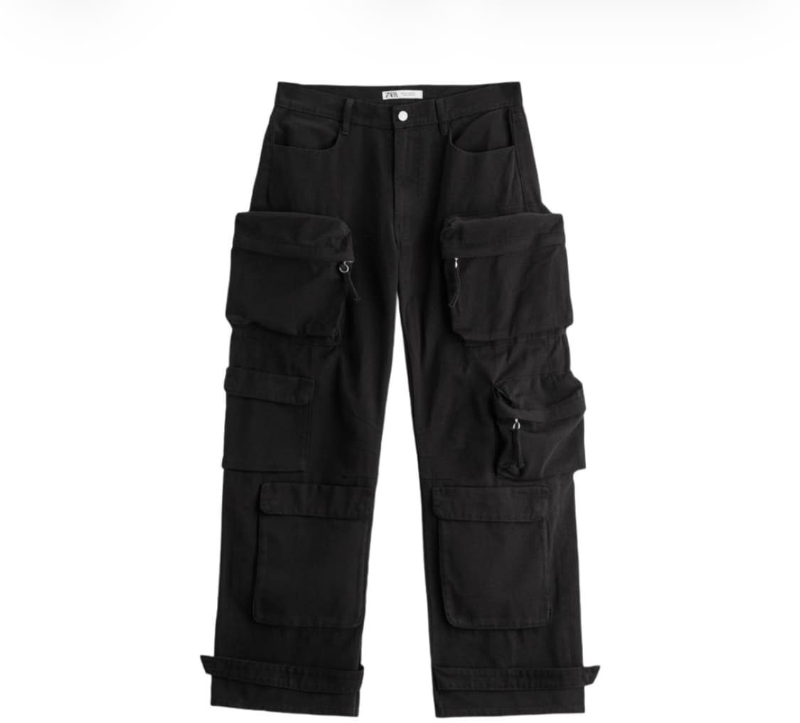 ZARA UTILITY POCKET PANTS BLACK EUR 38 상품이미지1