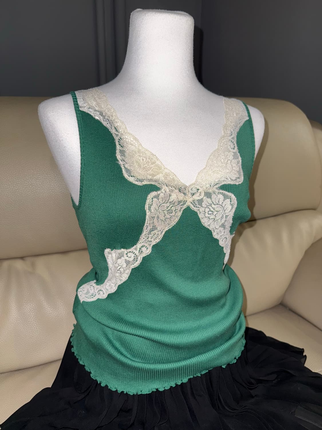 ribbon lace detail sleeveless 상품이미지2