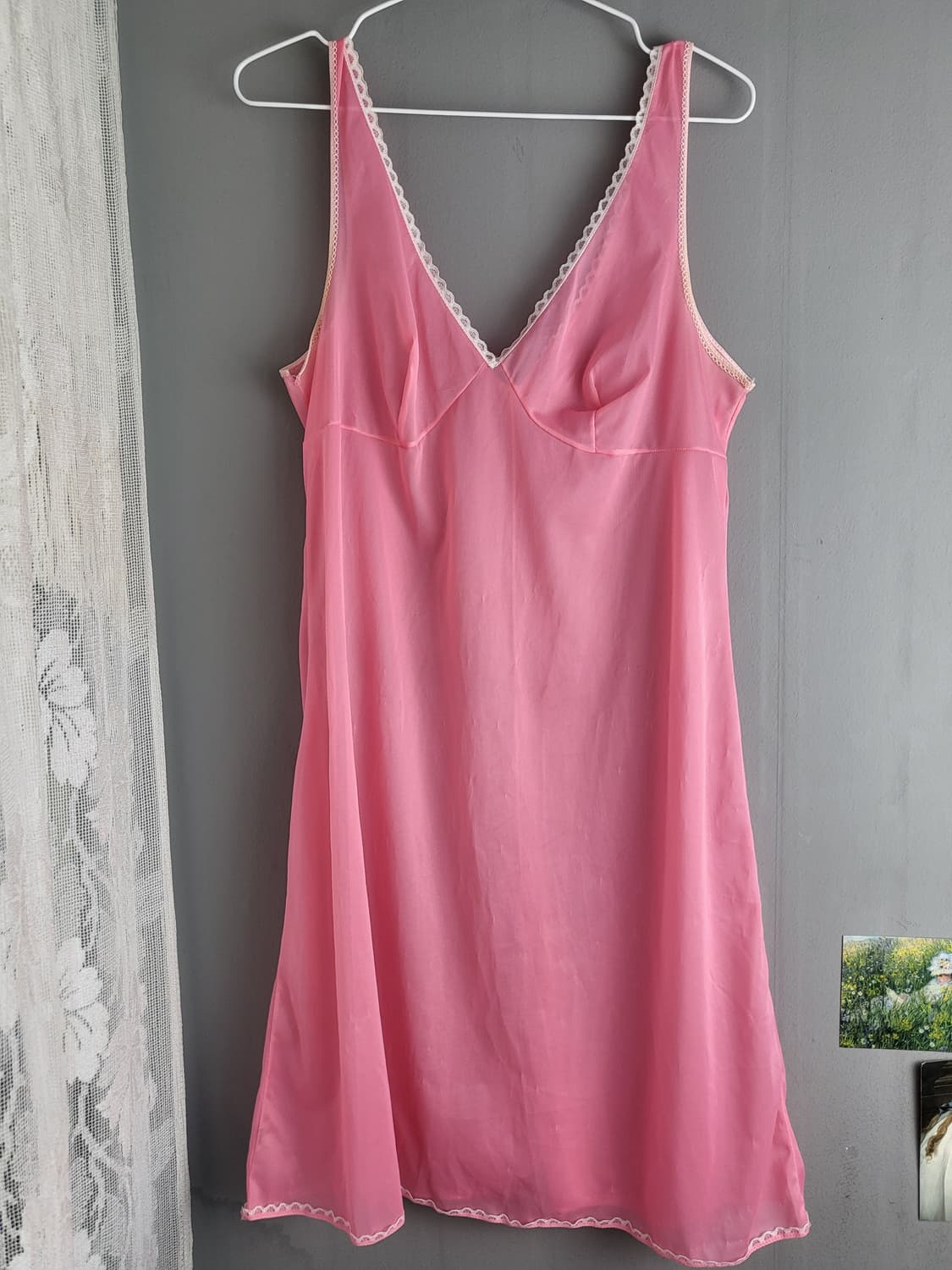 B급 빈티지 비비드 코랄 핑크 슬립 원피스 상품이미지1