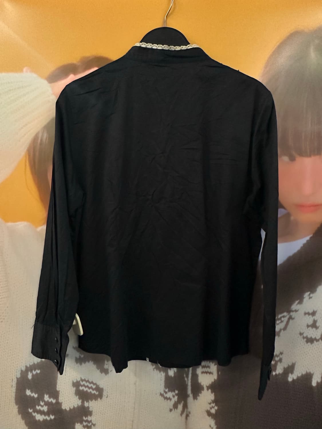 VINTAGE 블랙 레이스프릴 블라우스 상품이미지5