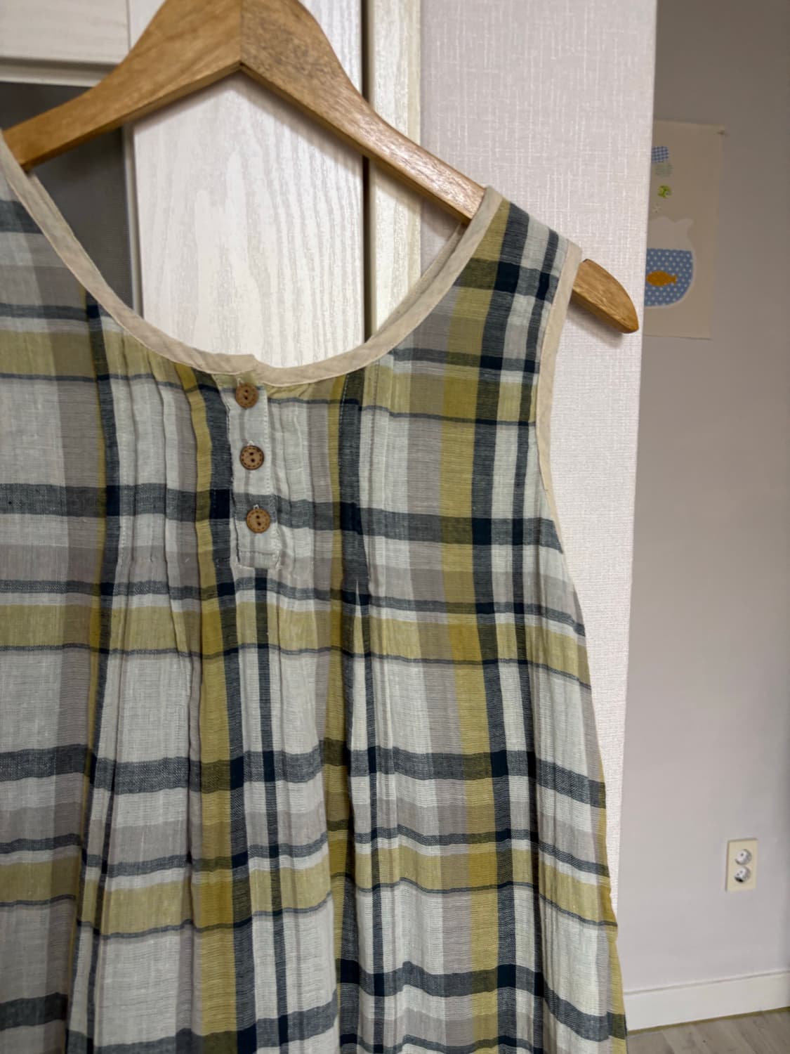 그린 체크 브이넥 원피스 상품이미지10