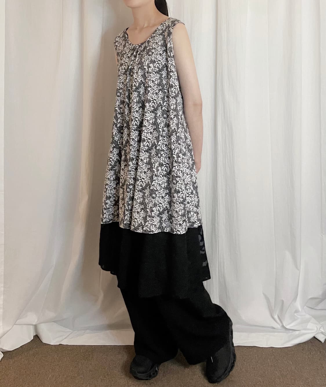 Pattern Long Sleeveless – Dark Gray 상품이미지2