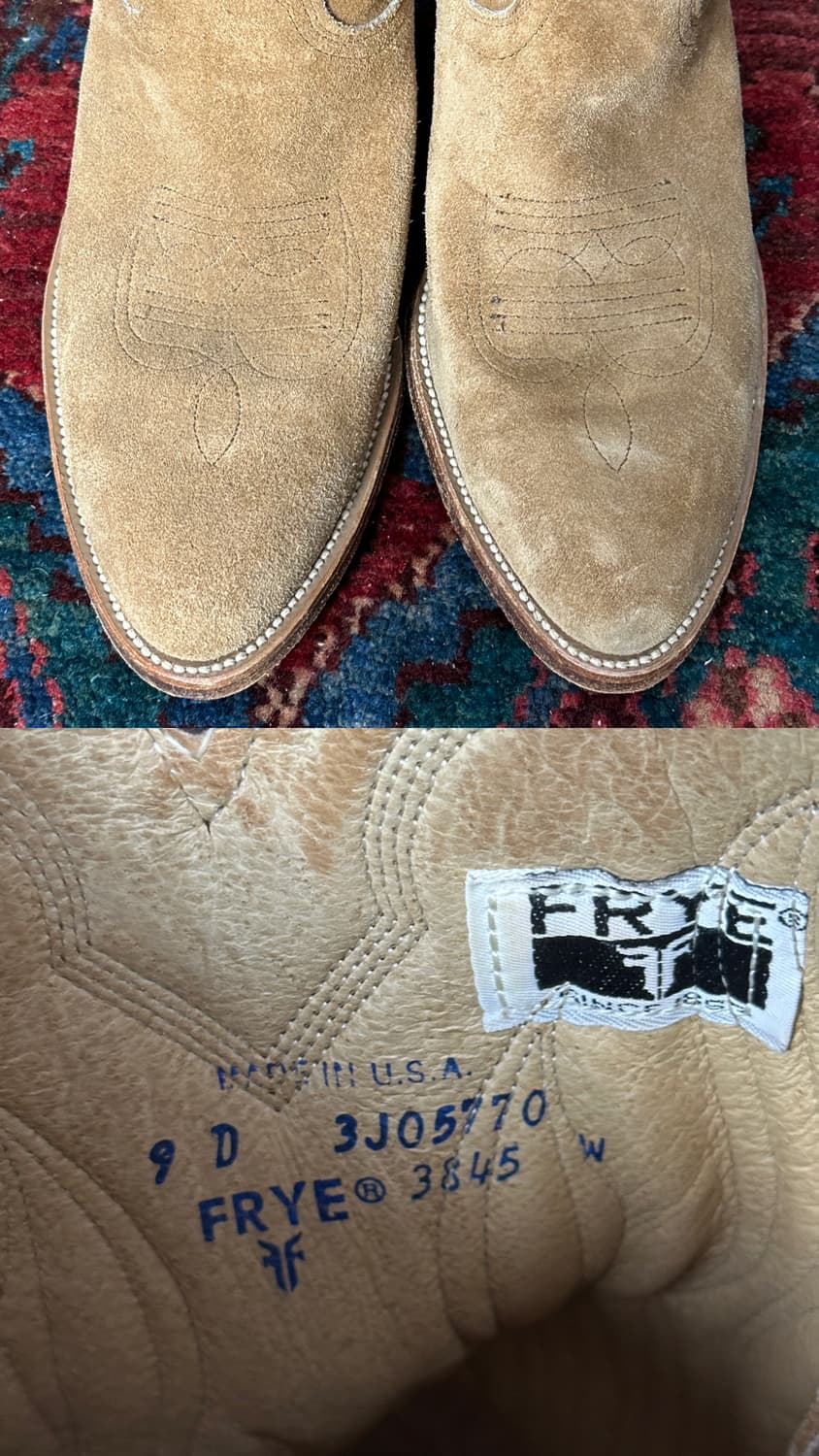 90s USA Made FRYE 러프아웃 스웨이드 카우보이 웨스턴 부츠 상품이미지9