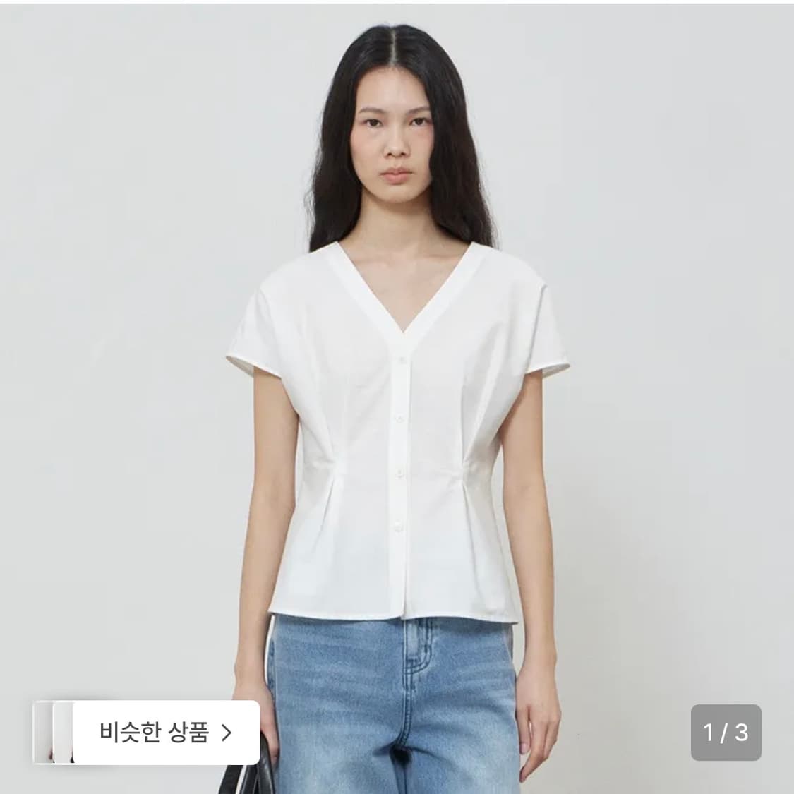 노티아 V-NECK PLEATS BLOUSE - WHITE S 상품이미지1