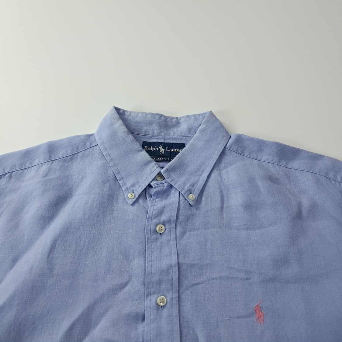 CK316 XL 폴로 00s 린넨 핑크포니 스카이블루 반팔 셔츠 남방 상품이미지2