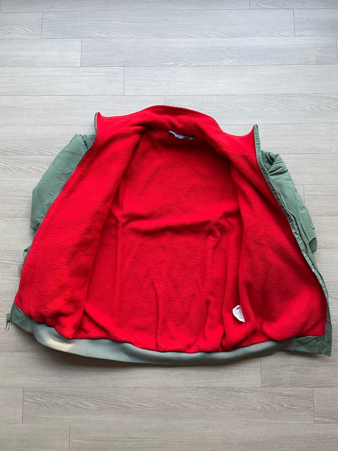 80s 파타고니아 쉘드 신칠라 세이지 그린 봄버 자켓 rare usa 상품이미지6