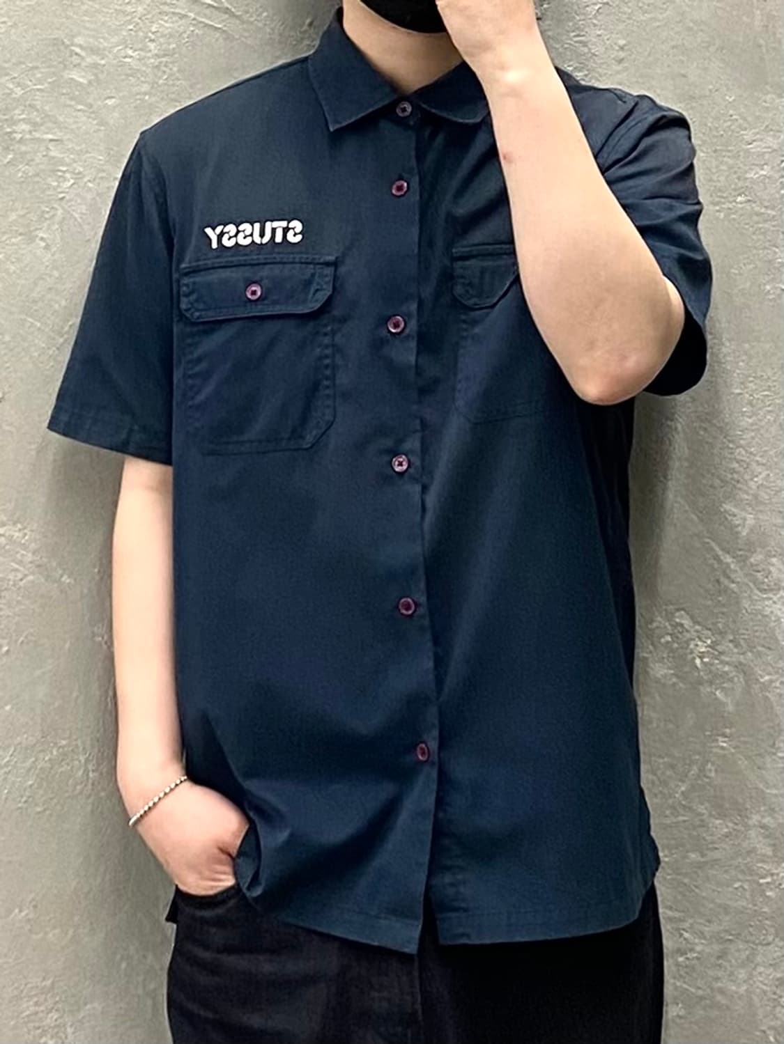 [L] Stussy 스투시 썬 페이드 빈티지 밀리터리 반팔셔츠 상품이미지9