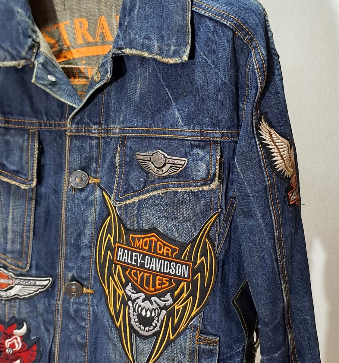 (택포) 할리패치 커스텀 데님자켓 95 B137 상품이미지5