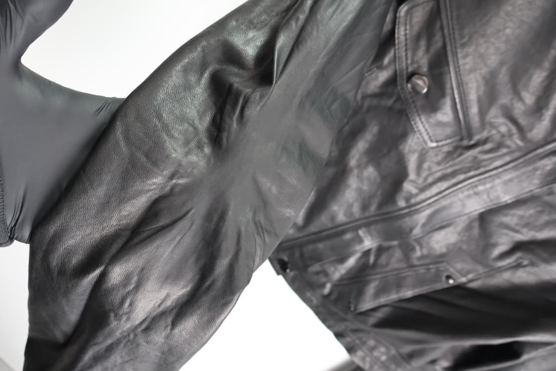 Vintage Black Hige Neck Leather Jackets 상품이미지9