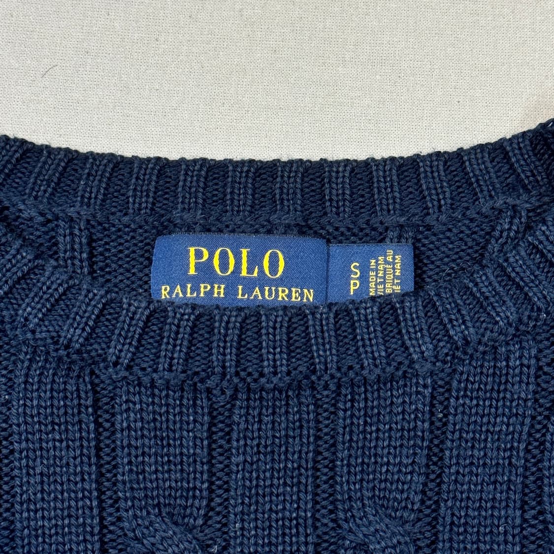 S) 폴로 랄프로렌 코튼 케이블 꽈배기 라운드넥 니트 네이비 상품이미지6