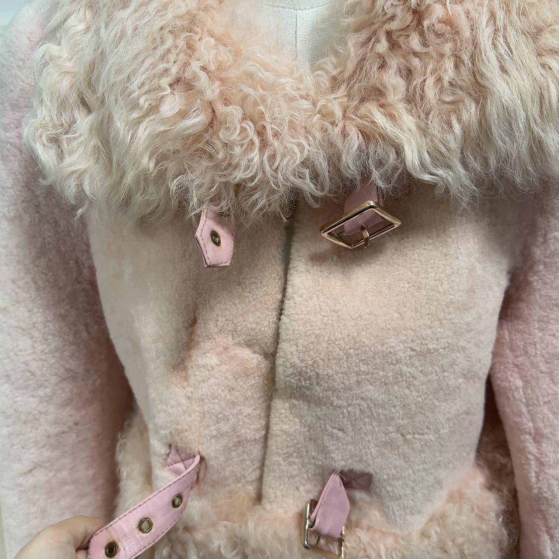 빈티지 연한 핑크 토스카나+메리노 양털 양가죽 무스탕 상품이미지4