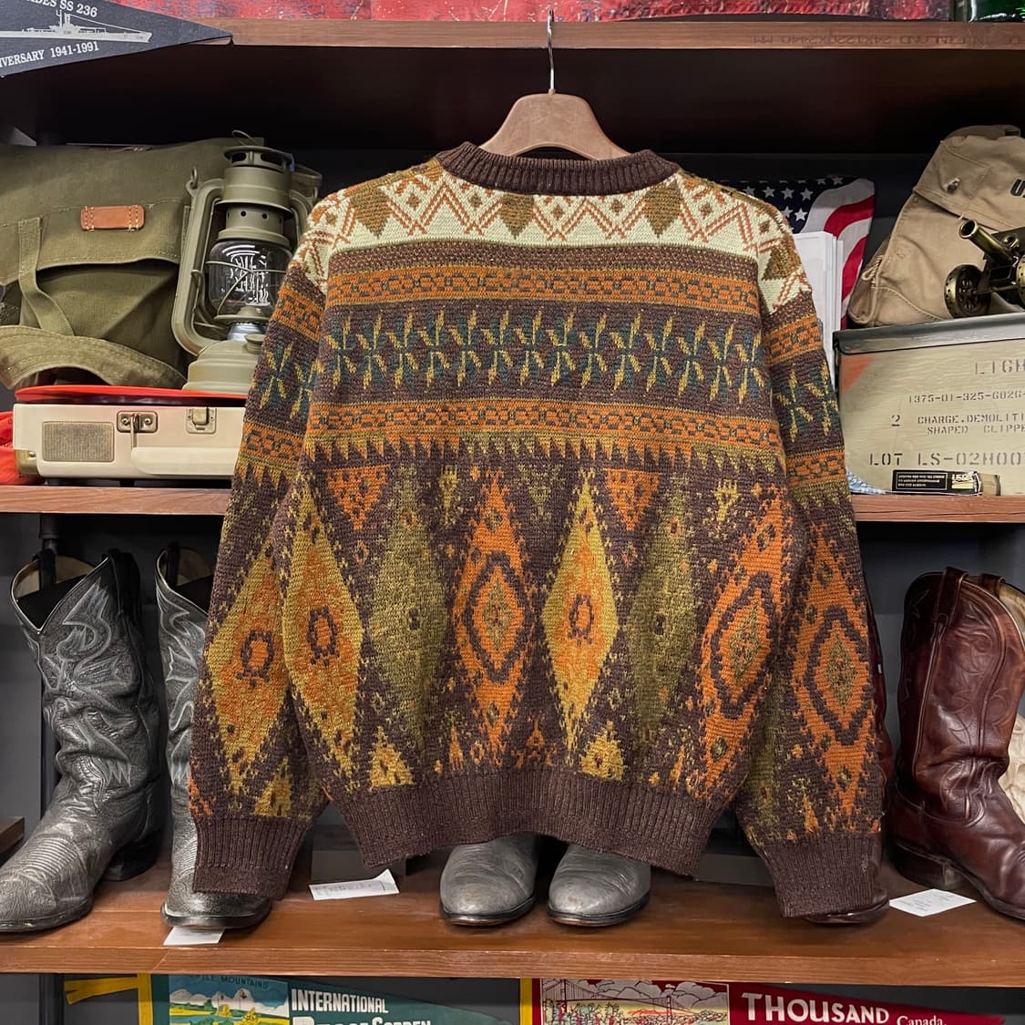 90s JPN 빈티지 SANYO 노르딕 패턴 울 니트 스웨터 상품이미지2