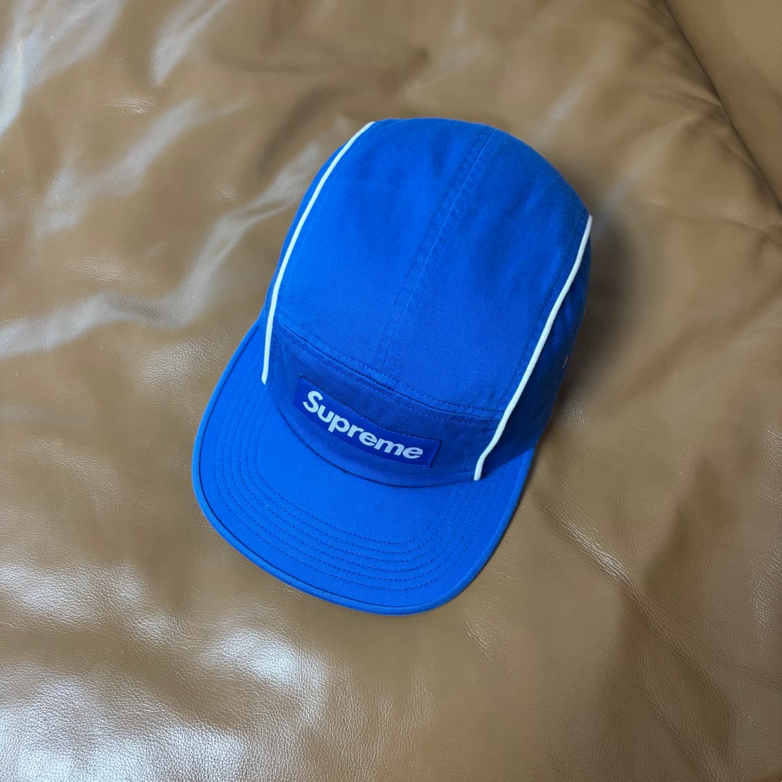 슈프림 캠프캡 모자 박스로고 파이핑 블루 상품이미지5