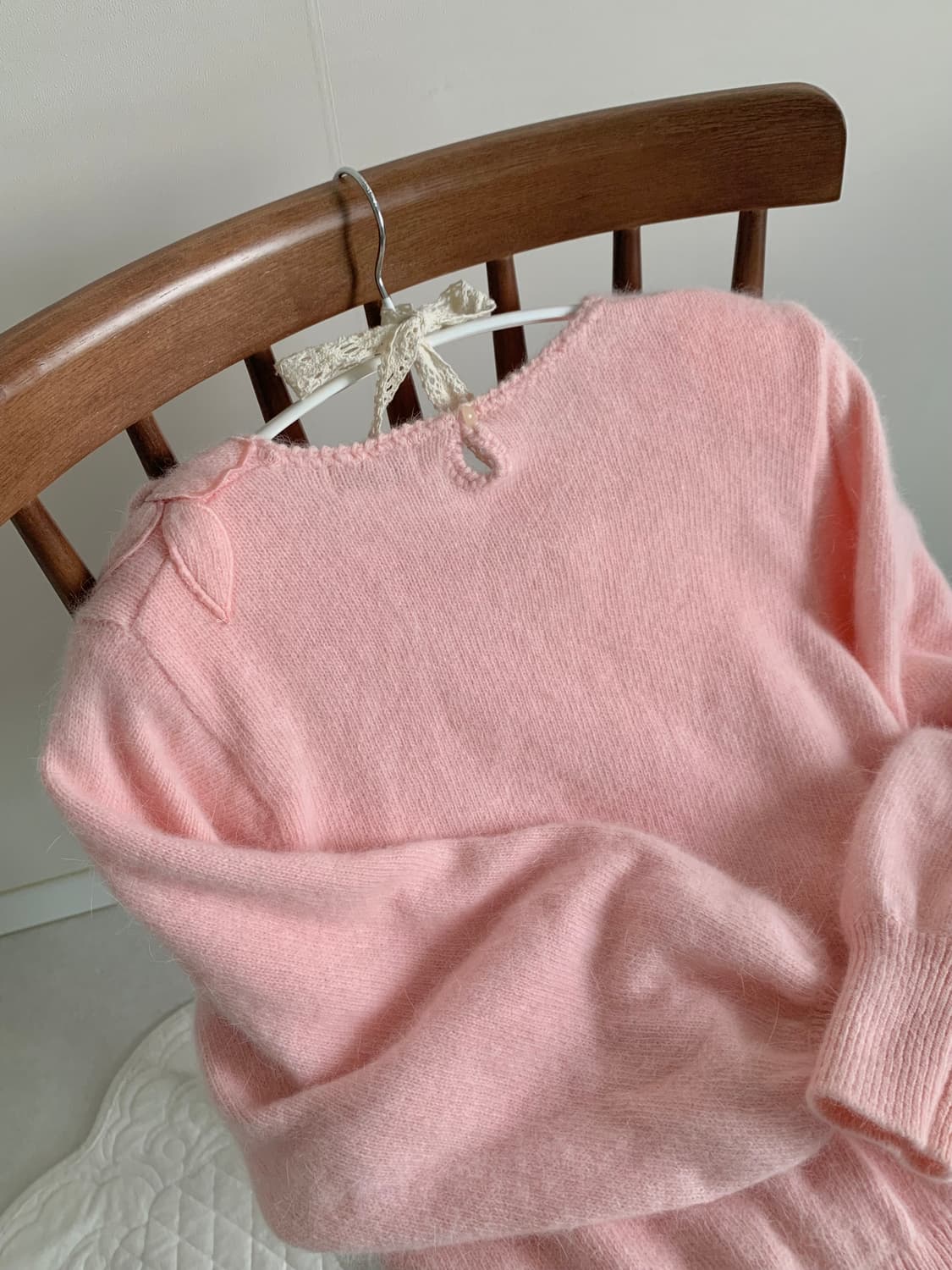 울90 핑크 패치 니트 상품이미지5