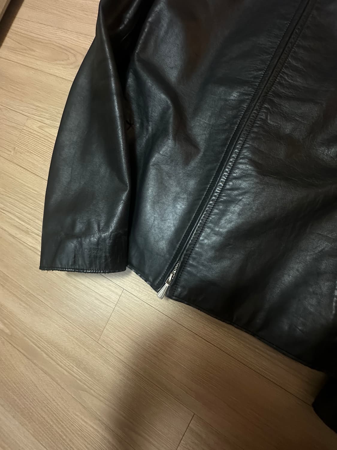 아르마니 익스체인지 싱글 레더 자켓 블랙 상품이미지3