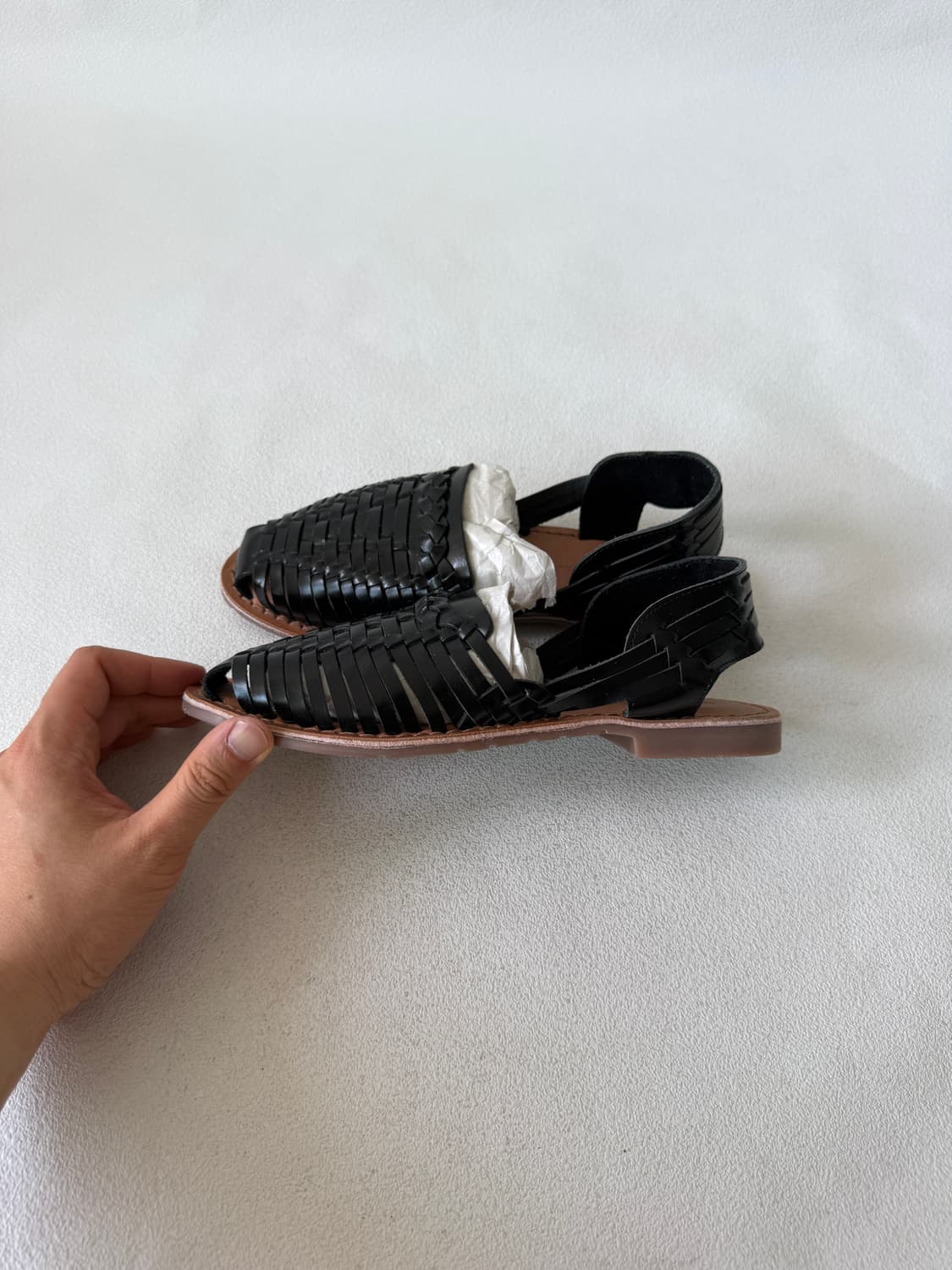 [EU37]Pre owned 레더 위밍 플랫 샌들 상품이미지1