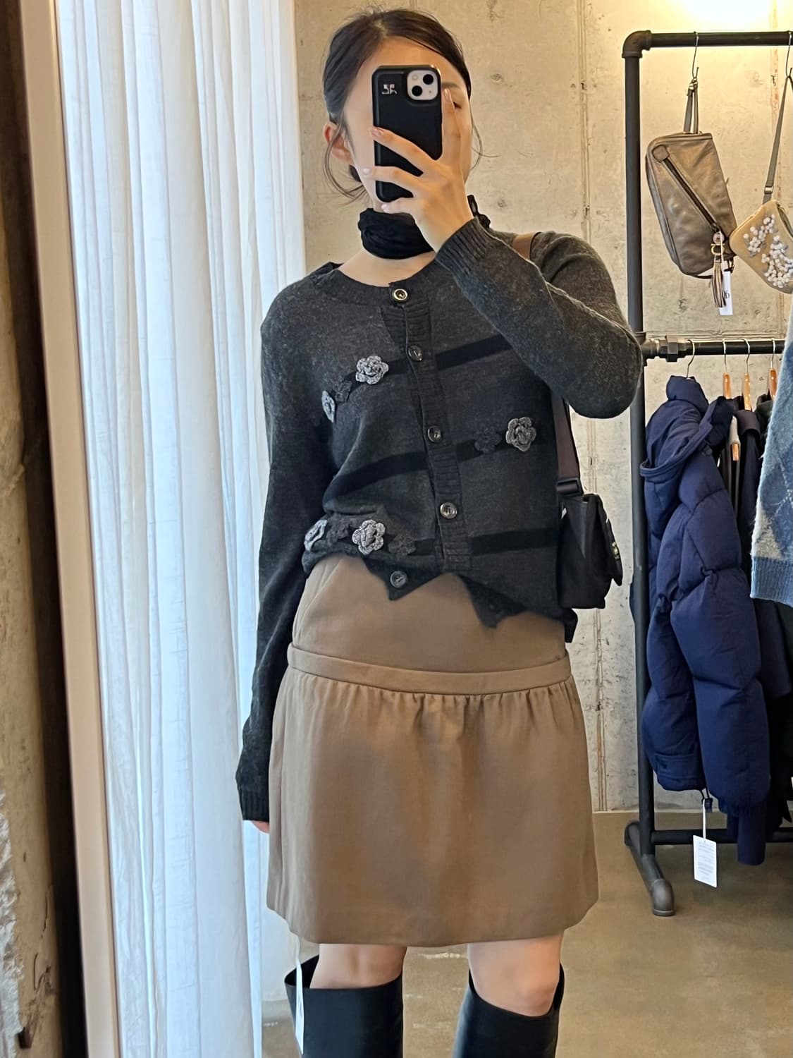 플라워 장식 가디건 그레이 상품이미지6