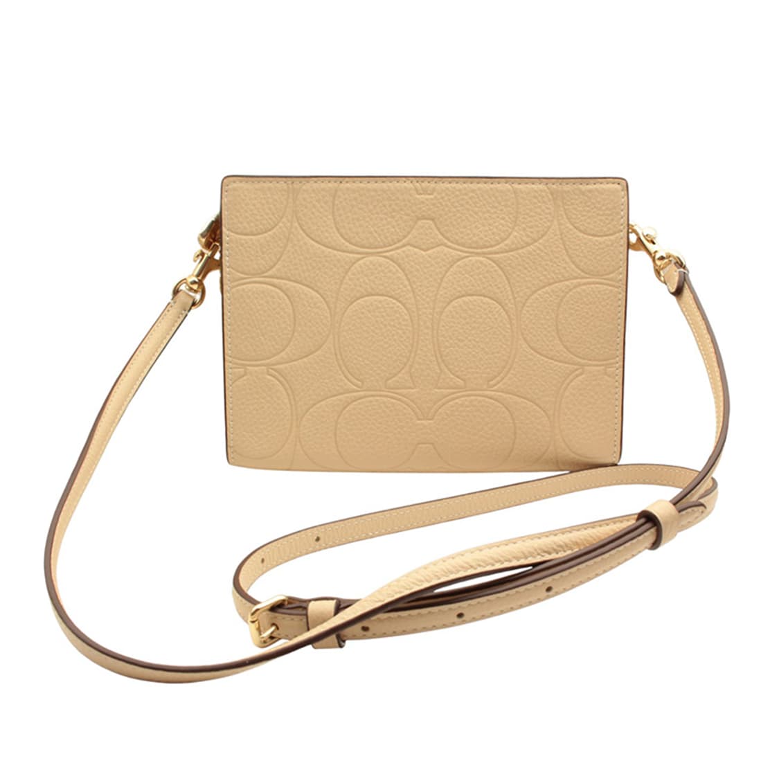 코치 베이지 레더 크로스 겸 클러치백 상품이미지3