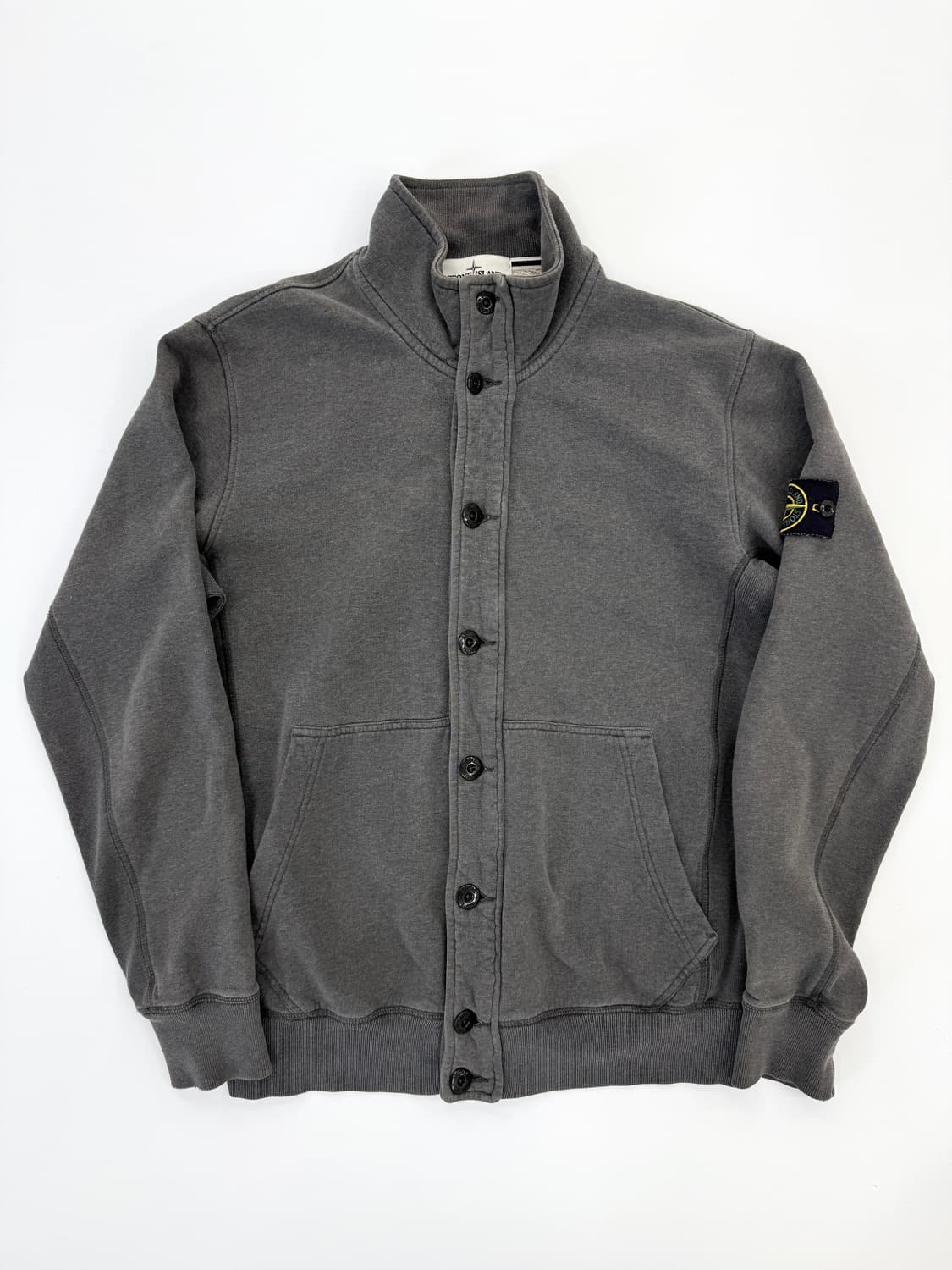 Stone Island 가먼트다잉 버튼업 하이넥 집업 스웻 자켓 상품이미지1