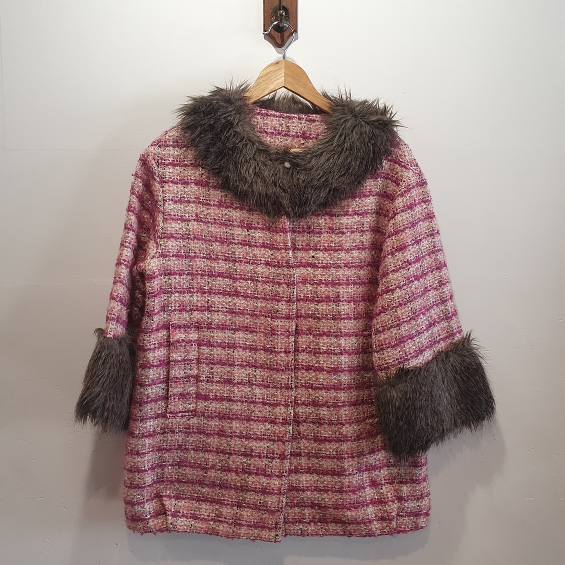 핑크 트위드 코트 made in japan  상품이미지1