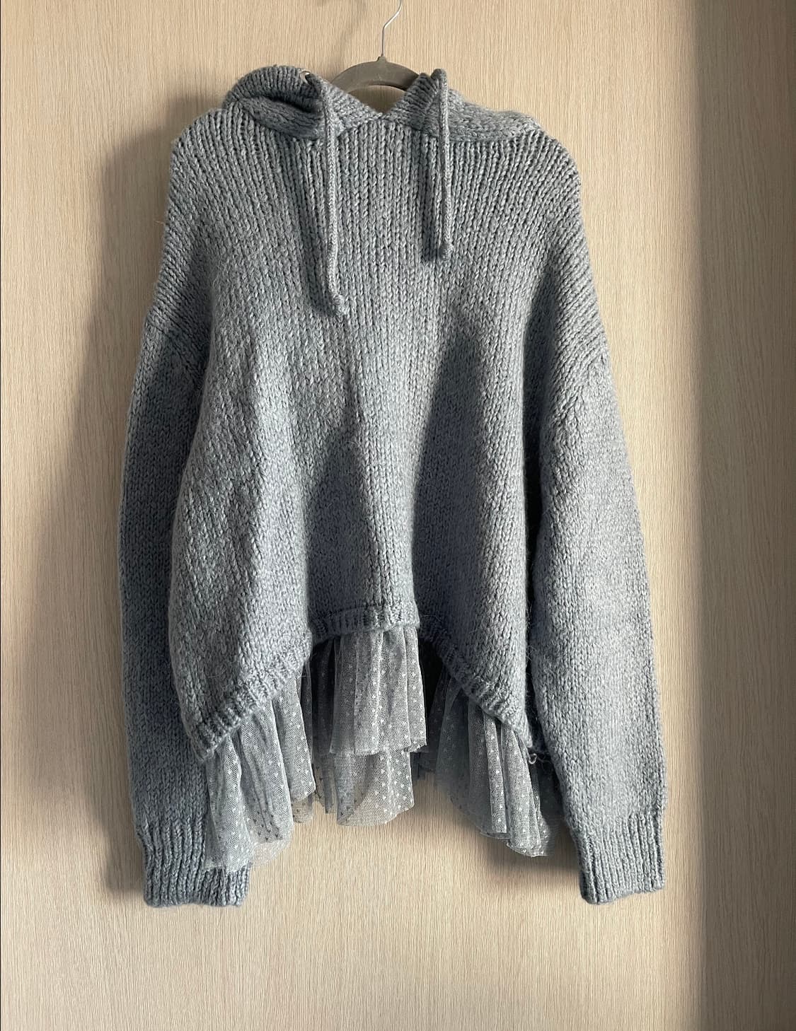 자라 니트 후드티 튜튜 레이어드 블루 상품이미지1