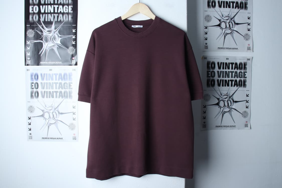 (XL-2XL) 자라 반팔 티셔츠 빅사이즈 버건디 무지 기본-H31383 상품이미지2