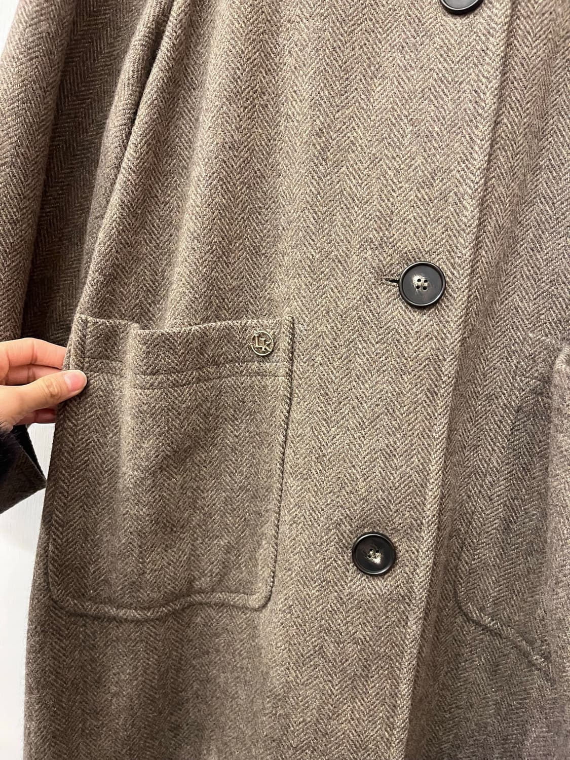 룩캐스트 티아 울 코트 브라운 퍼 카라 상품이미지4