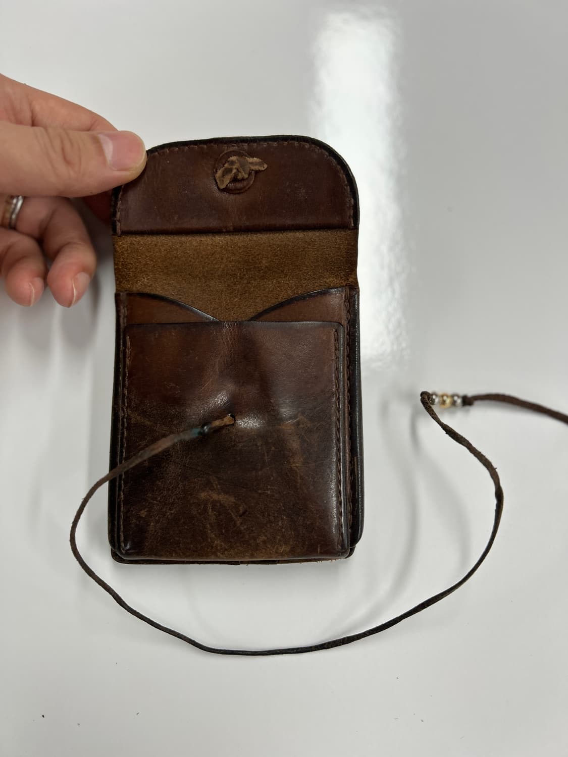 GOROS 고로스 네츄럴 브라운 새들레더 콘초 반지갑 상품이미지7