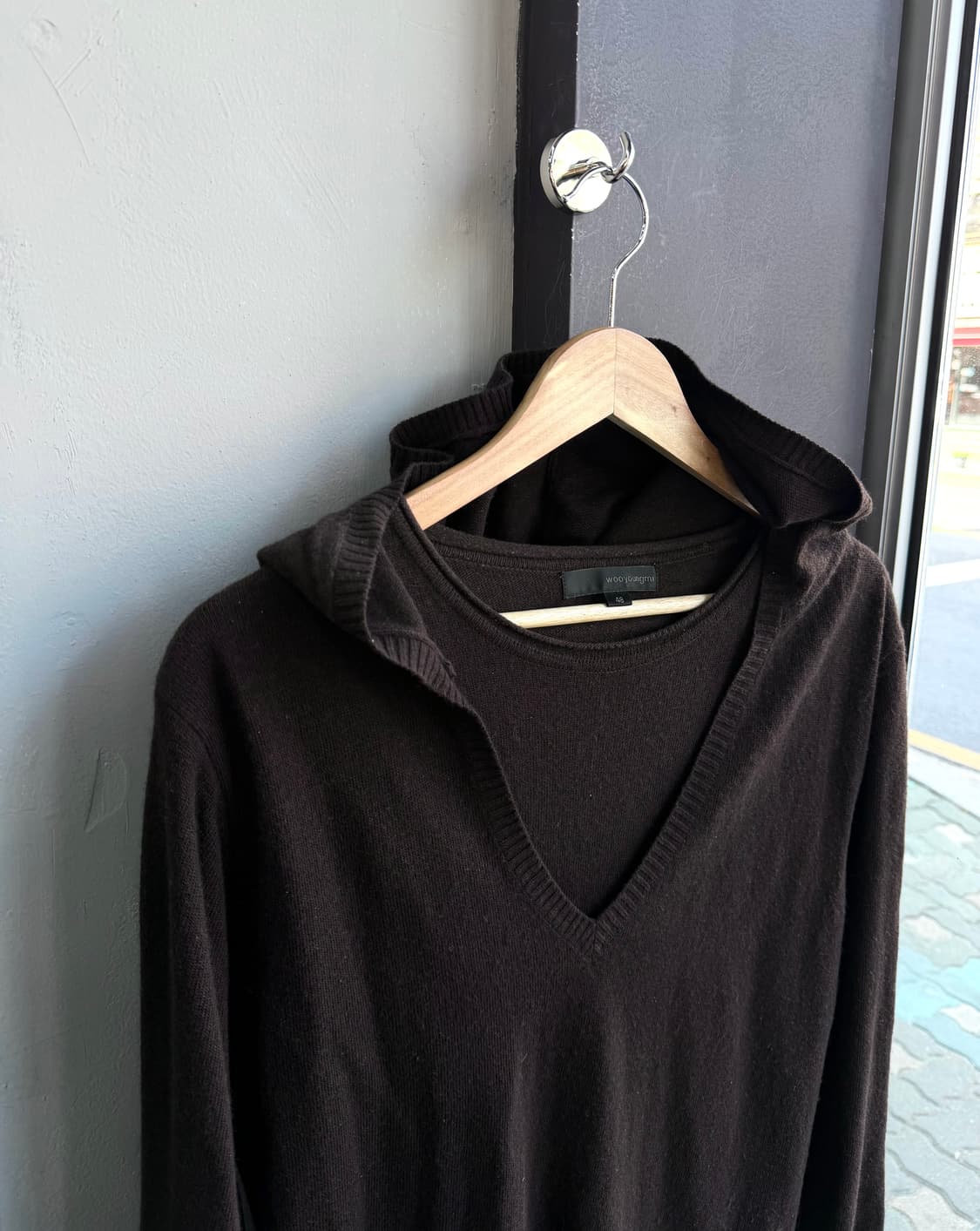 48/ 우영미 00AW 아카이브 레이어드 캐시미어 후드 니트 상품이미지3