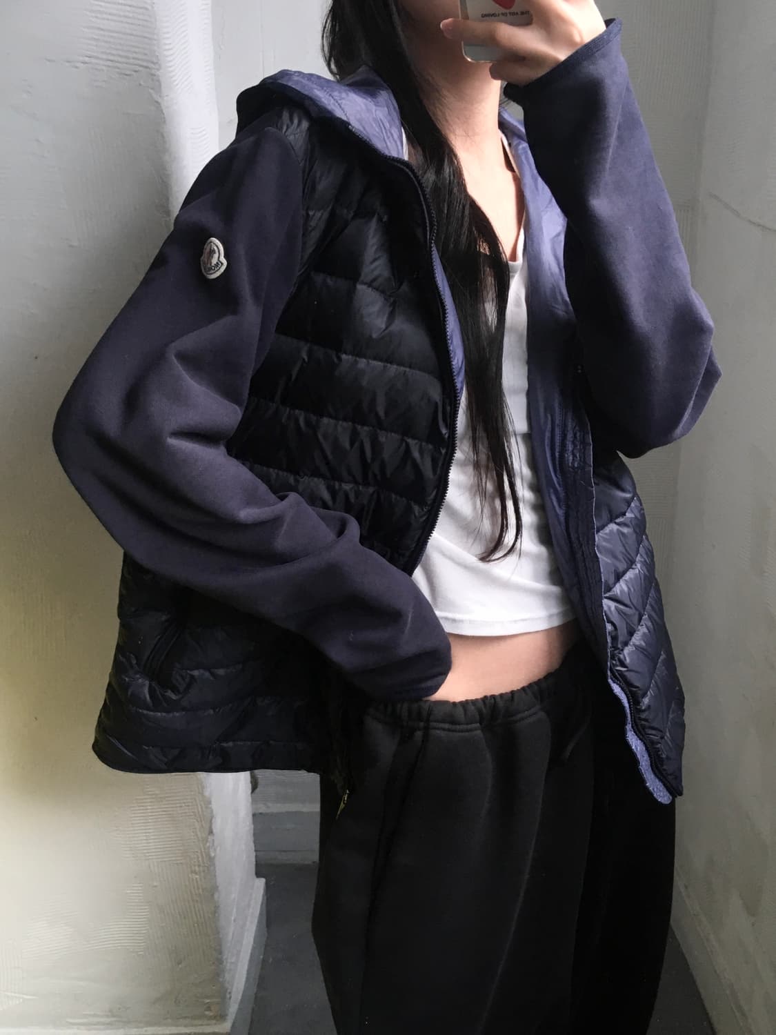 Moncler 몽클레어 네이비 후드 경량 니트 집업 상품이미지1